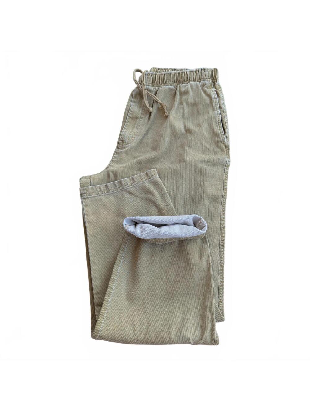 Territory Ahead Mens XL Corduroy Pants Beige Vintage Y2K Drawstring 33x30 Baggy